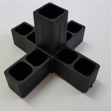 3D5 Kreuz mit Abgang schwarz für Alurohr 20x20x1,5mm