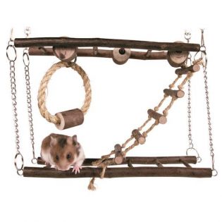Natural Living Hängebrücke Naturholz für Mäuse, Hamster 27 × 17 × 7 cm