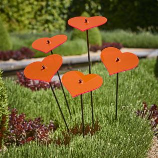 5x große Sonnenfänger SunCatcher Garten Dekoration H75cm Ø15cm  Hearts, rot